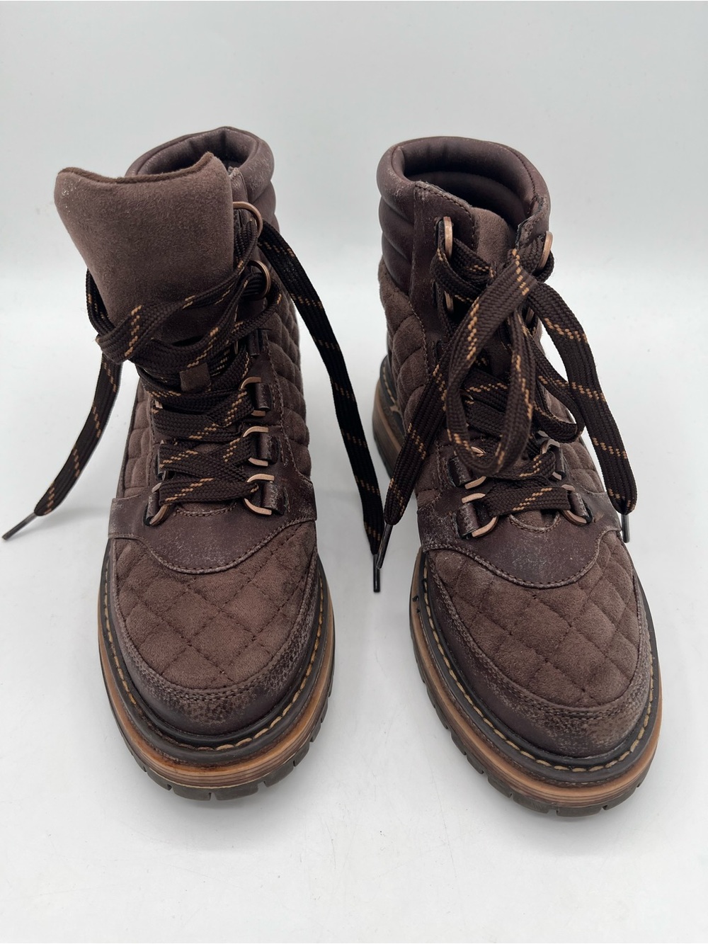 Roxy Quilted Chocolate Lace-Up Hiking Boots